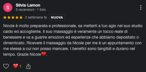 Recensione Google di Silvia Lamon
