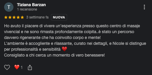 Recensione Google di Tiziana Barzan