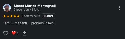 Recensione Google di Marco Marino Montagnoli